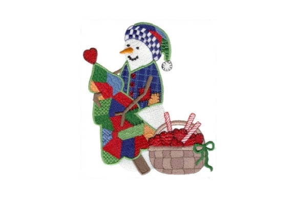 Patchwork Snowman Embroidery for Boutique Apparel